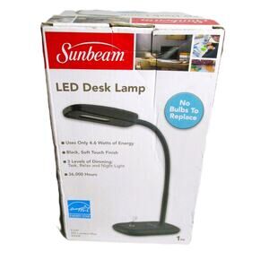 Sunbeam LED Desk Lamp 3‑Level Dimming Energy Efficient Black Soft‑Touch Finish